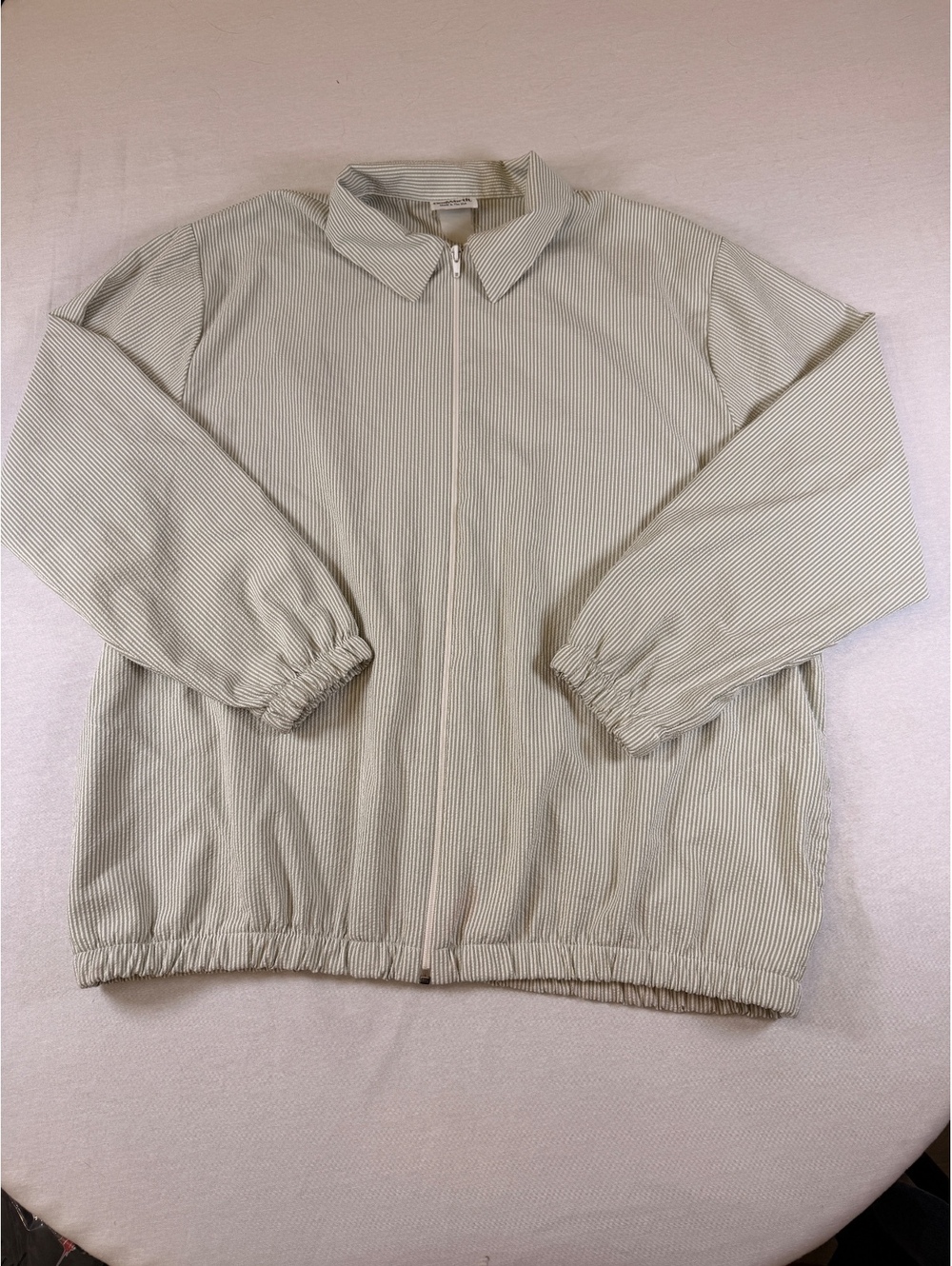 Vintage BonWorth light green Seersucker zip jacket Pinstripe